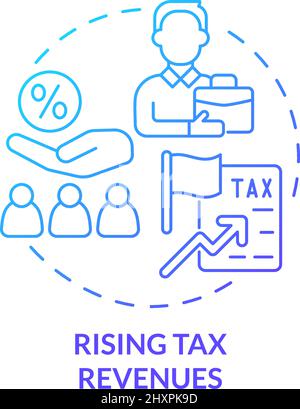 Rising tax revenues blue gradient concept icon Stock Vector