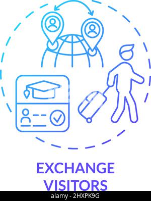 Exchange visitors blue gradient concept icon Stock Vector
