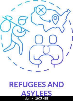 Refugees and asylees blue gradient concept icon Stock Vector