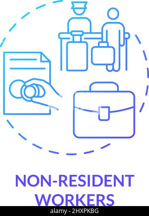 Non-resident workers blue gradient concept icon Stock Vector