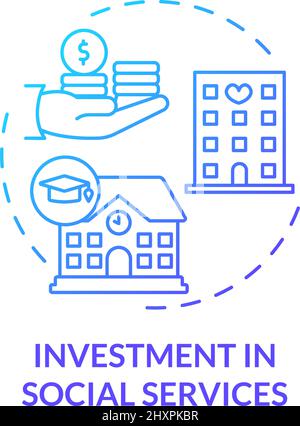 Investment in social services blue gradient concept icon Stock Vector