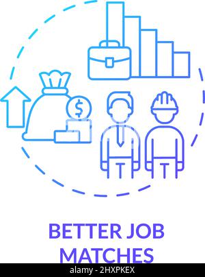 Better job matches blue gradient concept icon Stock Vector