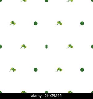 Seamless cute pattern with striped watermelons. Summer print sweetness, juicy food on white background. Vector flat illustration Stock Vector