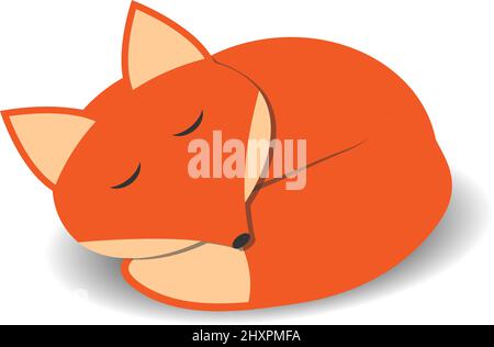 cute curled up sleeping fox, vector illustration Stock Vector