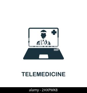 Telemedicine icon. Monochrome simple icon for templates, web design and infographics Stock Vector