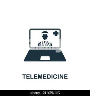 Telemedicine icon. Monochrome simple icon for templates, web design and infographics Stock Vector