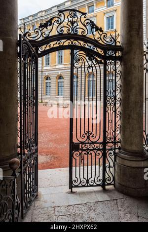 Wrought Iron Gate, Saint Jean Palace, Lyon, Rhône Alpes, France Stock Photo