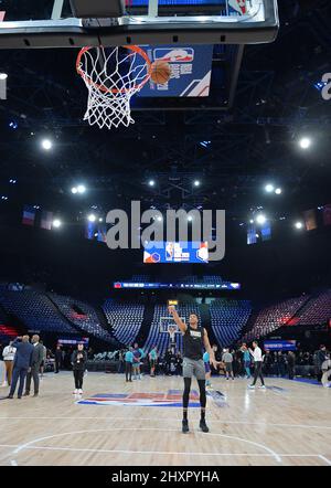 Giannis Antetokounmpo #34 and teammate of the Milwaukee Bucks shoots the ball during practice Stock Photo