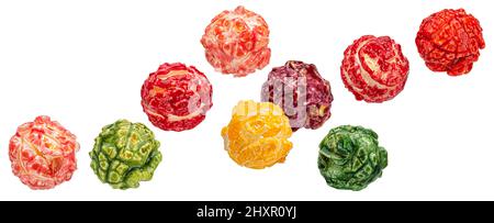 Colorful popcorn isolated on white background Stock Photo