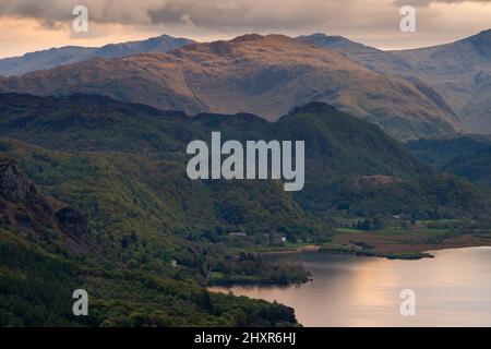 Borrowdale valley rugged mountains surrounding Derwentwater in the English Lake District. Stock Photo