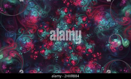 Fractal art background texture pattern - stunning floral swirls and multi colored circle twirls Stock Photo