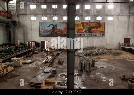 Storage area for Hungnam fertilizer factory, Hamhung, North Korea Stock Photo