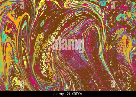 Illustration of Traditional marbling artwork patterns as colorful abstract background Stock Photo
