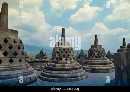 nice interesting point of view from borobudur temple indonesia Stock Photo