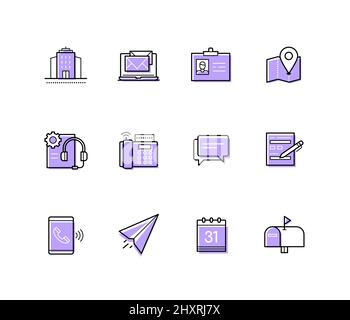 Remote communication - modern line design style icons set Stock Vector