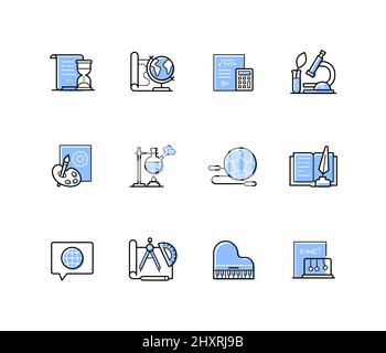 Science and art - modern line design style icons set Stock Vector
