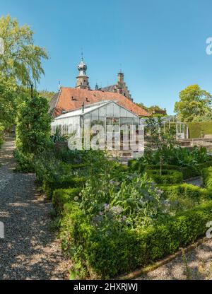 Castle called Poptaslot, the garden, Marsum,  Friesland, Netherlands *** Local Caption ***  castle, summer, glashouse,  greenhouse, Stock Photo