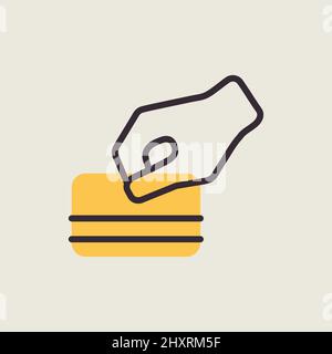 Hand swipe credit card during purchase outline isolated icon. Business sign. Graph symbol for your web site design, logo, app, UI. Vector illustration Stock Vector