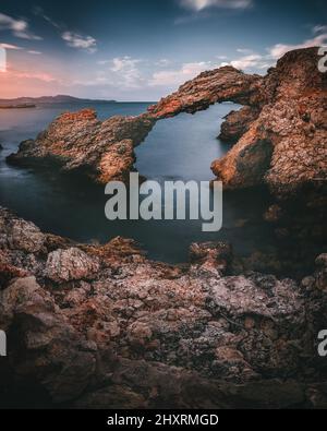 Rock formation near the sea in L'Escala, Spain Stock Photo