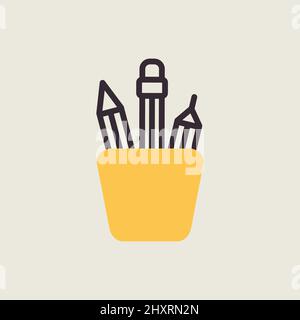 Pencil stand outline isolated icon. Workspace sign. Graph symbol for your web site design, logo, app, UI. Vector illustration, EPS10. Stock Vector