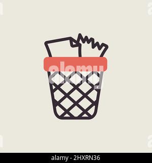 Wastebasket outline isolated icon. Workspace sign. Graph symbol for your web site design, logo, app, UI. Vector illustration, EPS10. Stock Vector