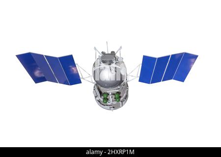 Satellite for earth surface probing isolated on white background Stock Photo