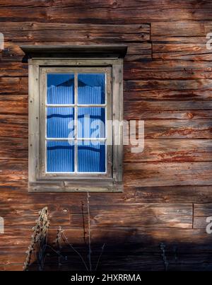 Beautiful Swedish buildings taken from around the country and rebuilt on an island to form the world's first open air museum Skansen, opening in 1891. Stock Photo