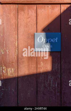 Beautiful Swedish buildings taken from around the country and rebuilt on an island to form the world's first open air museum Skansen, opening in 1891. Stock Photo