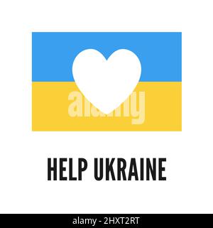 Ukrainian flag. Help Ukraine. Blue and yellow flag with shape of heart Stock Vector