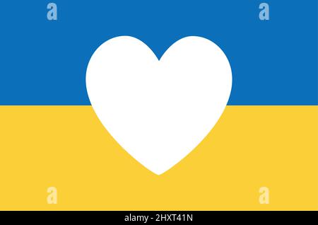 Ukraine flag icon with shape of heart. Abstract ukrainian flag with love symbol concept flat vector Stock Vector
