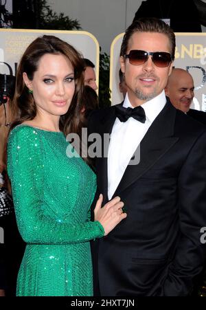 Brad Pitt and Angelina Jolie arriving for the 68th Annual Golden Globe Awards ceremony, held at the Beverly Hilton Hotel in Los Angeles, CA, USA Stock Photo