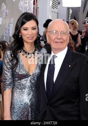 Wendi Deng and Rupert Murdoch arriving for the 68th Annual Golden Globe Awards ceremony, held at the Beverly Hilton Hotel in Los Angeles, CA, USA Stock Photo