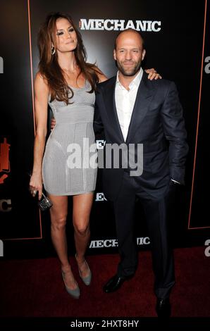 Jason Statham and Mini Anden attending 'The Mechanic' premiere held at the ArcLight Theatre in Los Angeles, USA. Stock Photo