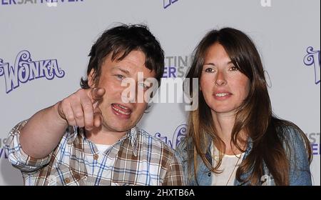 Jamie Oliver and wife Juliette Norton at the 'Justin Bieber: Never Say Never' Los Angeles premiere held at Nokia Theatre L.A. Live. Stock Photo