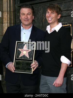 Alec Baldwin is joined by Jack McBrayer as he is honored with a Star on the Hollywood Walk of Fame in Los Angeles, USA. Stock Photo