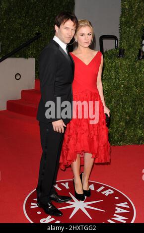 Stephen Moyer and Anna Paquin attending the 2011 Vanity Fair Oscar Party hosted by Graydon Carter at the Sunset Tower Hotel in Los Angeles, USA. Stock Photo