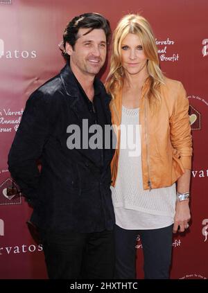 Patrick Dempsey and wife Jillian Demspey attending the 2011 John Varvatos Stuart House Benefit held at the John Varvatos Boutique in Los Angeles, USA. Stock Photo