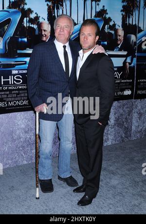 James Caan and Scott Caan during the HBO's 'His Way' Los Angeles premiere held at Paramount Studios, California Stock Photo