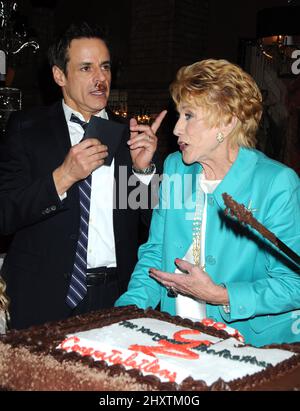 Christian LeBlanc and Jeanne Cooper during 'The Young and The Restless' 38th Anniversary Cake Cutting Ceremony held at CBS Studios, Los Angeles Stock Photo