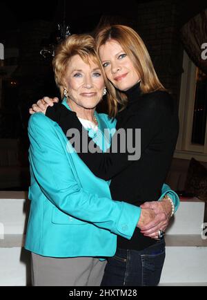 Jeanne Cooper and Michelle Stafford during 'The Young and The Restless' 38th Anniversary Cake Cutting Ceremony held at CBS Studios, Los Angeles Stock Photo