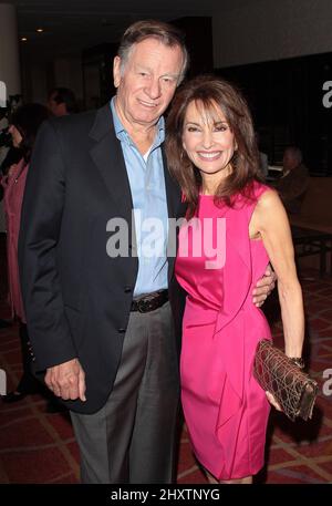 Susan Lucci and Helmut Huber during Actors and Others for Animals 40th Anniversary fundraising luncheon honoring Betty White held at the Universal Hilton Hotel, California Stock Photo