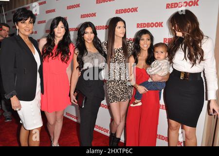 Kris Jenner, Kylie Jenner, Kim Kardashian, Kendall Jenner, Kourtney Kardashian, Mason Disick and Khloe Kardashian with Redbook as it celebrates its first-ever family issue with the Kardashians at a cocktail party held at the Sunset Tower Hotel, California Stock Photo