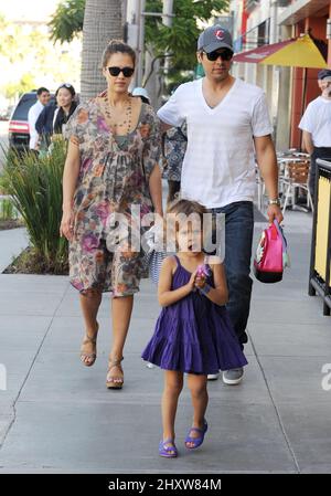 Jessica Alba, Cash Warren and daughter Honor Marie Warren are seen out and about in Los Angeles, USA. Stock Photo