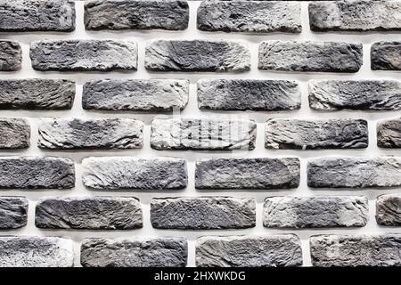 Black and white rough brick wall texture for background. Decoration panel of brickwork. Stock Photo