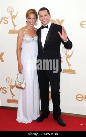 Jon Cryer and wife Lisa Joyner attends the 63rd Annual Primetime Emmy Awards held at Nokia Theatre L.A. in Los Angeles, California, USA. Stock Photo
