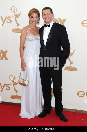Jon Cryer and wife Lisa Joyner attends the 63rd Annual Primetime Emmy Awards held at Nokia Theatre L.A. in Los Angeles, California, USA. Stock Photo