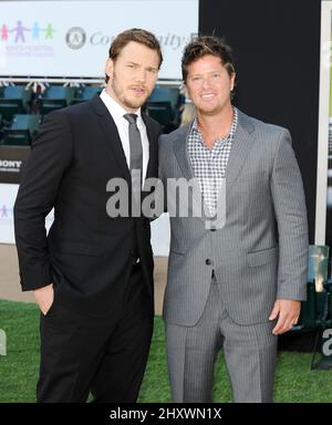 Chris Pratt and Scott Hatteberg arriving at the 'Moneyball' World Premiere held at the Paramount Theatre of Arts in Oakland in California, USA. Stock Photo