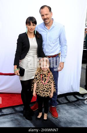 Constance Zimmer, Russ Lamoureux and daugther Colette attending IRIS A Journey Into The World of Cinema by Cirque du Soleil at the Kodak Theatre in Hollywood, California. Stock Photo