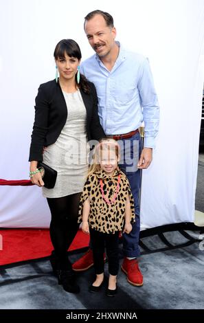 Constance Zimmer, Russ Lamoureux and daugther Colette attending IRIS A Journey Into The World of Cinema by Cirque du Soleil at the Kodak Theatre in Hollywood, California. Stock Photo