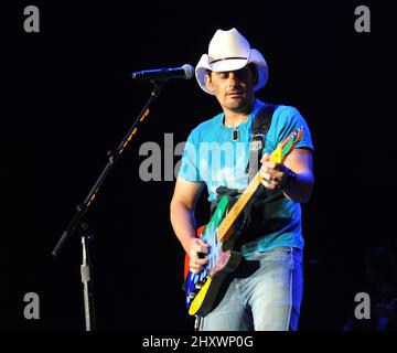 Brad Paisley during the 2011 H20 II Wetter and Wilder Tour on the the closing night of the World Tour that made a stop at the Time Warner Cable Music Pavilion, North Carolina Stock Photo